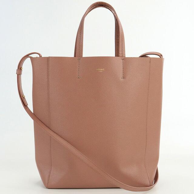CELINE バーティカル カバ ハンド トートバッグ レザー ライトブラウン