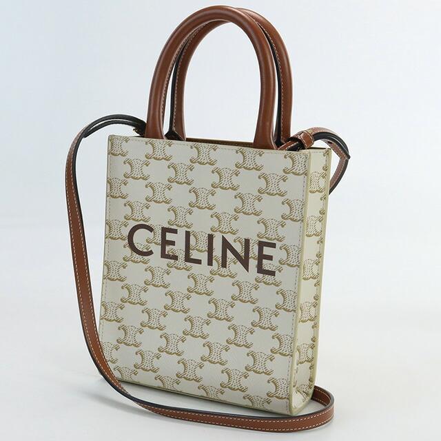 中古 セリーヌ トートバッグ レディース ブランド CELINE トリオンフキャンバス ミニ バーティカル カバ PVC ホワイト バッグ｜nanaple｜03