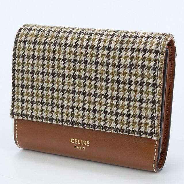 中古 セリーヌ 三折財布小銭入付き レディース ブランド CELINE ツイード スモールウォレット レザー ブラウン 財布｜nanaple｜03