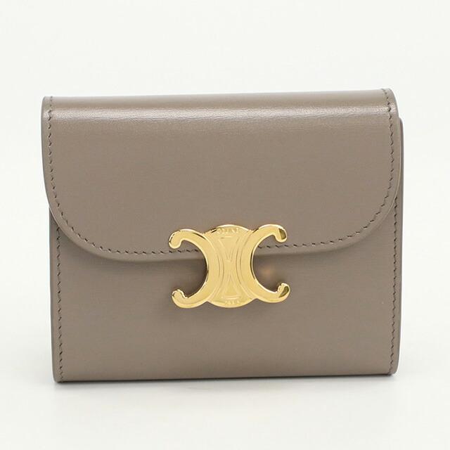 ☆美品☆箱付☆セリーヌ 財布 トリオンフ スモールフラップウォレット ブラウン 鑑定済み 箱付き セリーヌ スモールフラップウォレット 財布