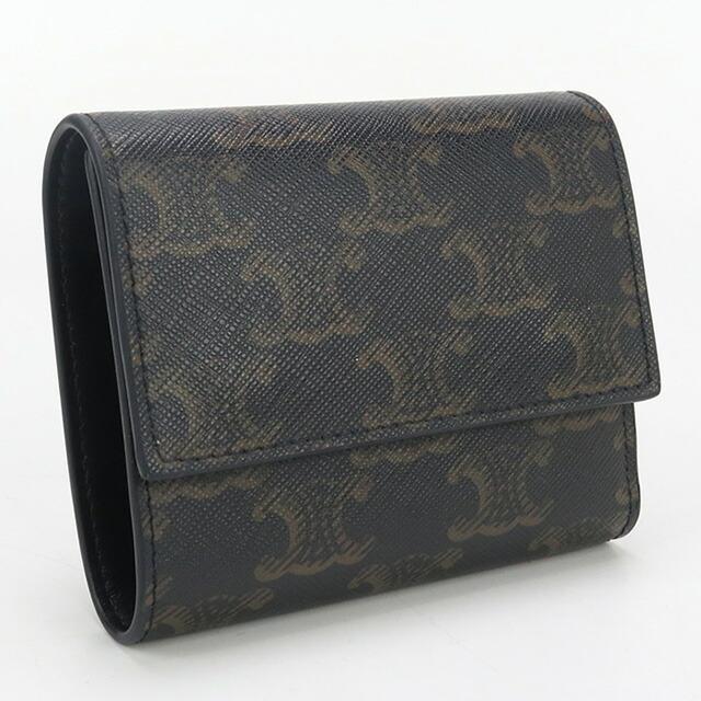 美品★セリーヌ　トリオンフ　スモール　フラップウォレット　キャンバス×レザー CELINE セリーヌ トリオンフ スモールフラップウォレット 三つ折り財布