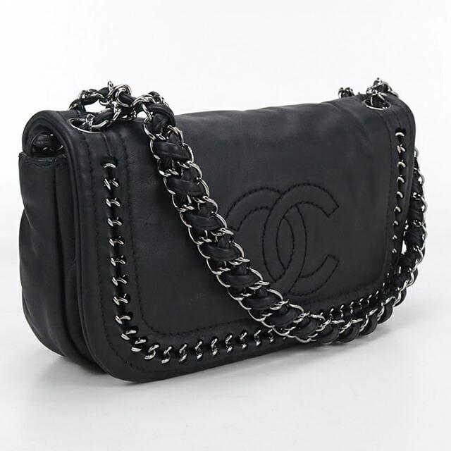 CHANEL チェーン　ショルダーバッグ ブラック　シルバーチェーン CHANEL（シャネル） 中古 ショルダーバッグ レディース ブランド