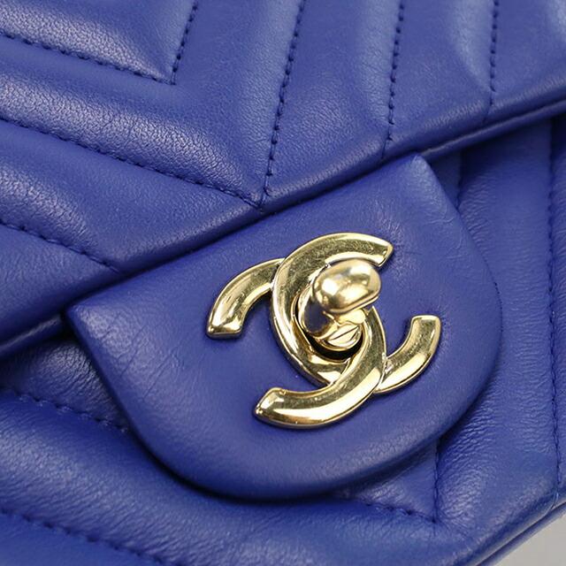 【Rare＆Vintage ARCHIVE】CHANEL シャネル/シェブロンVステッチチェーンショルダー/ライトブルー/271*****/SAランク/57【中古】 CHANEL（シャネル） 中古 ショルダーバッグ レディース ブランド