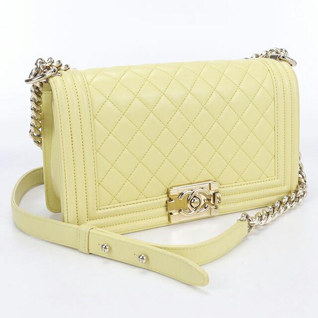 CHANEL シャネル ボーイシャネル ショルダーバッグ ライトイエローグリーン/ライトゴールド 14065 レディース【中古】 z7569 CHANEL（シャネル） 中古 斜め掛け ショルダーバッグ レディース