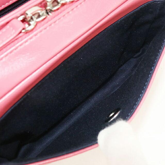 シャネル CHANEL 斜め掛けショルダーバッグ レザー ネイビー/ピンク シルバー レディース 送料無料【中古】 z8387 CHANEL（シャネル） 中古 斜め掛け ショルダーバッグ レディース