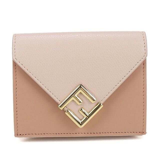 美品 FENDI フェンディ ローマ ベージュ ゴールド金具 レザー 8M0477-AAYZ-2198210 折り財布 コンパクトウォレット レディース 601130 【中古】 FENDI（フェンディ） 財布 レディース ブランド 三つ折り財布 レザー