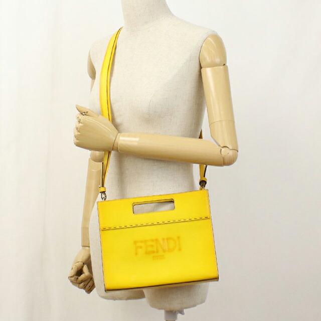 中古 フェンディ ハンドバッグ レディース ブランド FENDI ショッパースモール 2WAY レザー 7VA547 イエロー_10