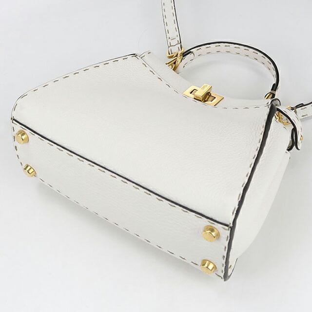 【美品】フェンディ ハンドバッグ 2way ショルダー レザー 白×ブラウン FENDI（フェンディ） 中古 ハンドバッグ レディース ブランド