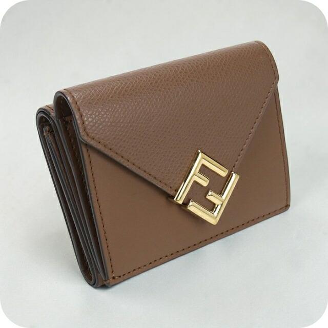 美品✨FENDI　三つ折り財布　FFダイヤモンド　ゴールド金具　レザー　フラップ FENDI（フェンディ） 中古 三つ折り財布 三折財布 レディース ブランド