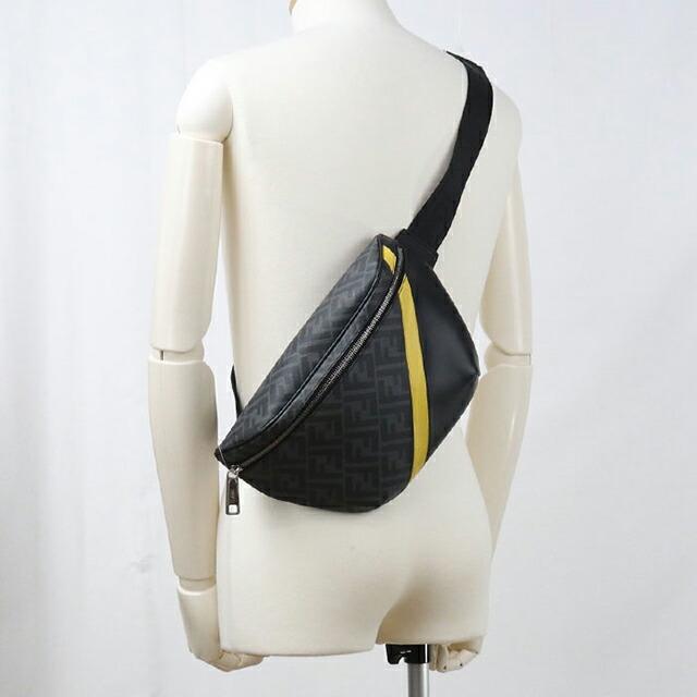 フェンディ ダイアゴナル ベルトバッグ ボディバッグ メンズ 黒 レザー 人気 FENDI（フェンディ） 中古 ボディバッグ メンズ ブランド ダイアゴナル