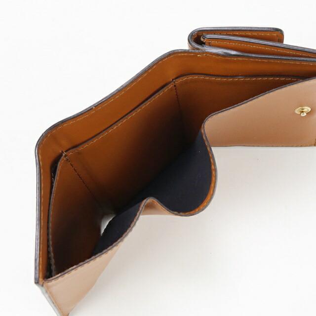 フェンディ FENDI 三つ折り財布 ロゴ ローママイクロ レザー ブラウン ゴールド金具 ミニ財布 茶 8M0395【中古】 usdfe82381011-1a.jpg