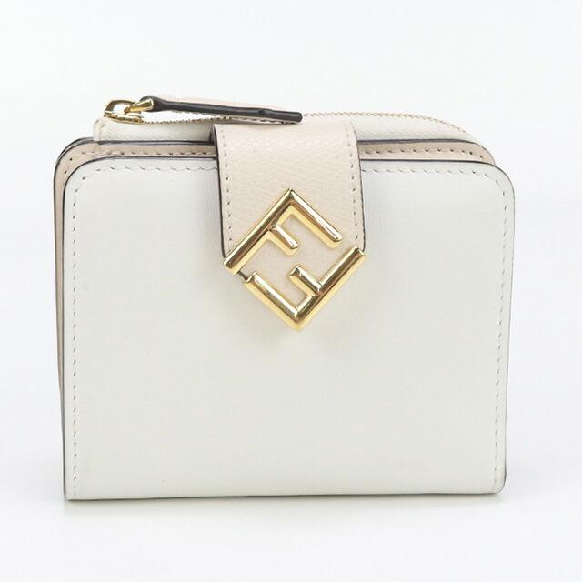 希少✨フェンディ 二つ折り財布 FF エフイズ モノグラム ズッカ ホワイト 希少✨フェンディ 二つ折り財布 FF エフイズ モノグラム ズッカ ホワイト