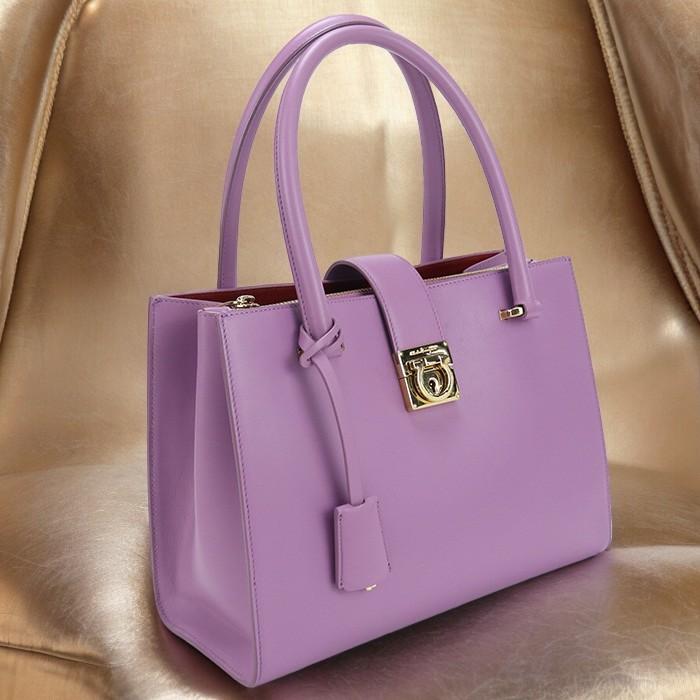 Ferragamo ガンチーニ ゴールドバックルベルト ダークパープル/紫