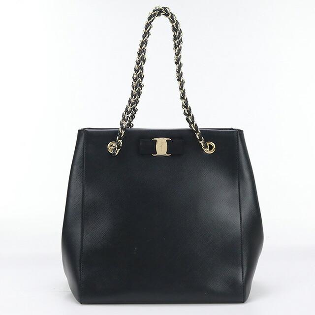 フェラガモ チェーンショルダー バッグ レザー フォーマル ブラック レディース FERRAGAMO 中古 フェラガモ ショルダーバッグ レディース