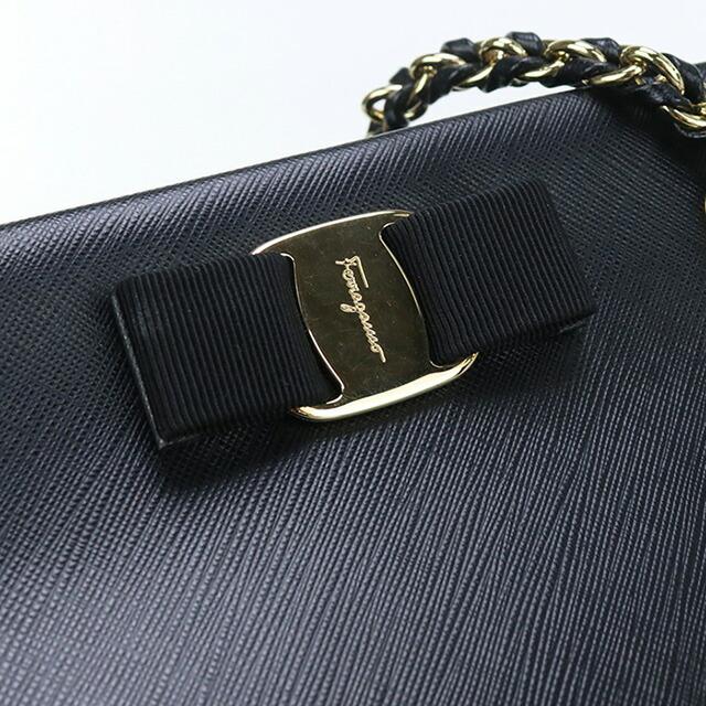 フェラガモ チェーンショルダー バッグ レザー フォーマル ブラック レディース FERRAGAMO 中古 フェラガモ ショルダーバッグ レディース