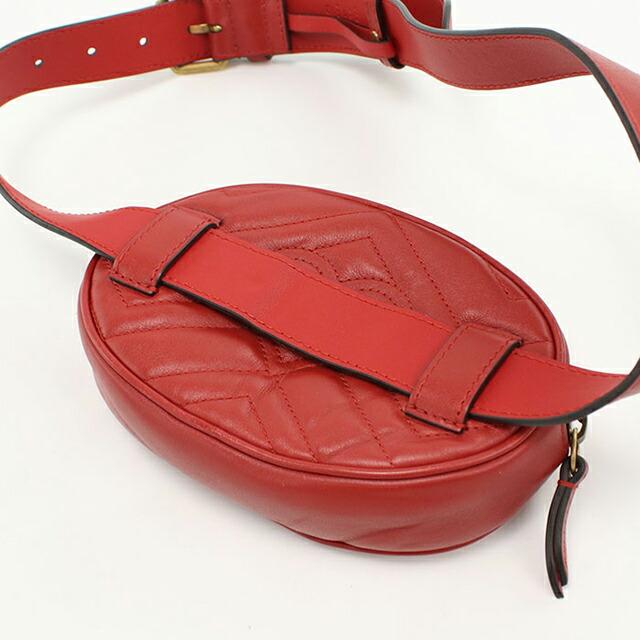 【美品】GUCCI GGマーモント　ボディバッグ　ウエストバッグ　レザー　レッド GUCCI（グッチ） 中古 ボディバッグ レディース ブランド GUCCI GG