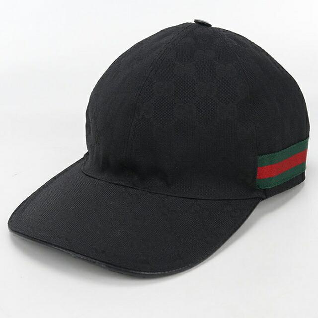 新品未使用 GUCCI キャップ 黒 GGコットンキャンバス ベースボール
