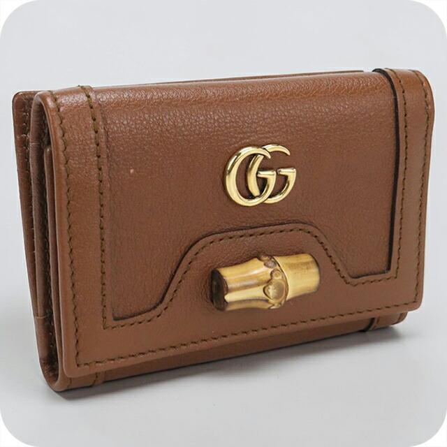 新品✨付属完備✨GUCCI 三つ折り財布 ダイアナ バンブー レザー ブラウン GUCCI（グッチ） 中古 三つ折り財布 三つ折り財布小銭入付き