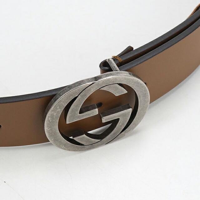 グッチ GUCCI ベルト インターロッキングG バックル付き レザー ブラウン GUCCI（グッチ） 中古 ベルト メンズ ブランド インターロッキングG