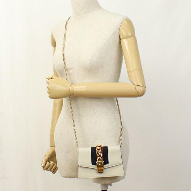 GUCCI グッチ チェーンショルダー カーフ 白 レディース ショルダーバッグ GUCCI（グッチ） 中古 ショルダーバッグ レディース ブランド シルヴィ