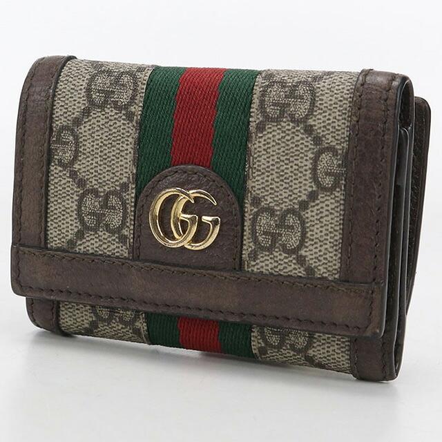 GUCCI 三つ折り財布 ブラック/ベージュ GUCCI（グッチ） 中古 三つ折り財布 レディース ブランド オフィディア