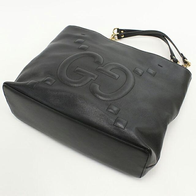 中古 グッチ トートバッグ レディース ブランド GUCCI GGエンボス チェーン レザー 453561 ブラック_4