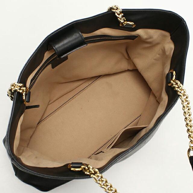 中古 グッチ トートバッグ レディース ブランド GUCCI GGエンボス チェーン レザー 453561 ブラック_5