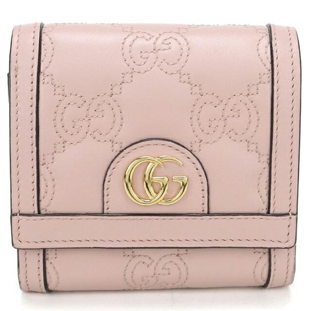 GUCCI グッチ GGマトラッセ 二つ折り財布 ピンク 箱付き GUCCI（グッチ） 中古 二つ折り財布 コンパクト 二つ折り財布小銭入