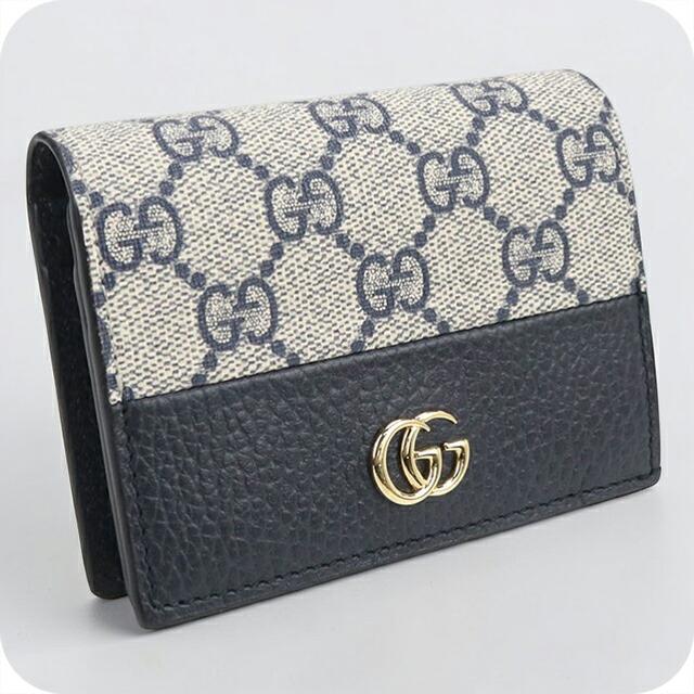 GUCCI 二つ折り財布 GGパターン ベージュ/ネイビー GUCCI（グッチ） 中古 二つ折り財布 二折財布 レディース ブランド