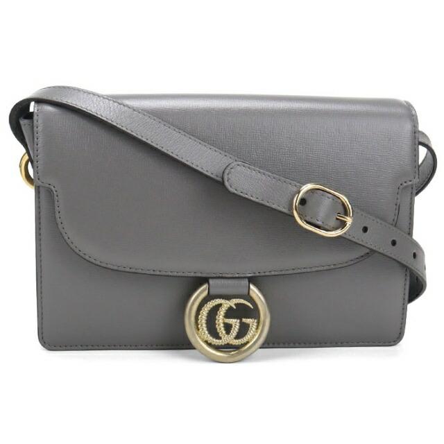 GUCCI グレー レザー ショルダーバッグ GUCCI（グッチ） 中古 斜め掛け ショルダーバッグ レディース ブランド
