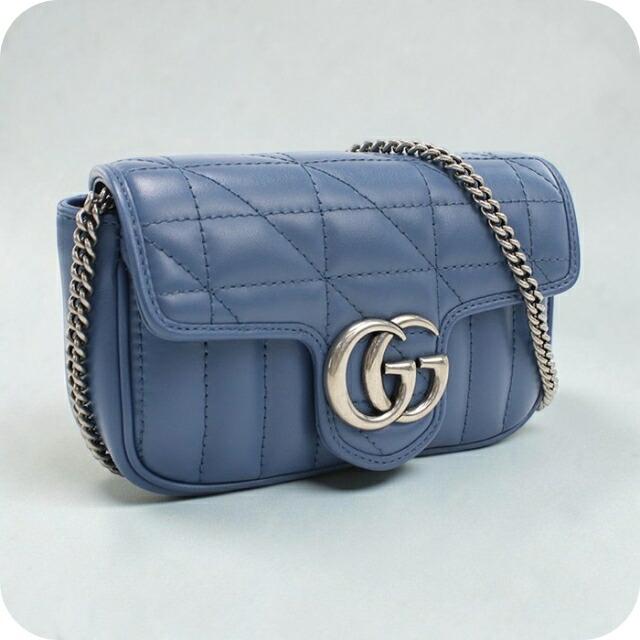 GUCCI GG Marmont チェーンショルダーバッグ ライトブルー GUCCI（グッチ） 中古 ショルダーバッグ レディース ブランド GUCCI GG