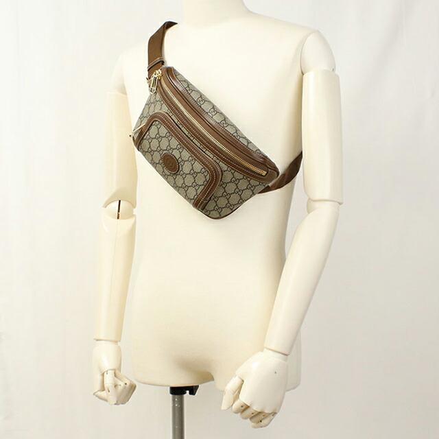 中古 グッチ ボディバッグ メンズ ブランド GUCCI インターロッキングG ベルトバッグ 733240 ベージュ