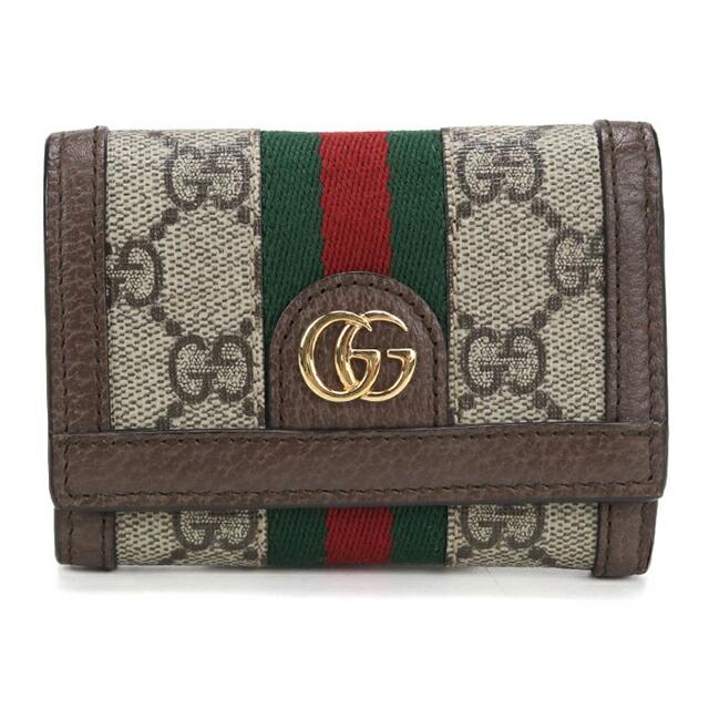 GUCCI 三つ折り財布 赤 ベージュ 箱付き GUCCI（グッチ） 中古 三つ折り財布 コンパクト 三折財布 レディース