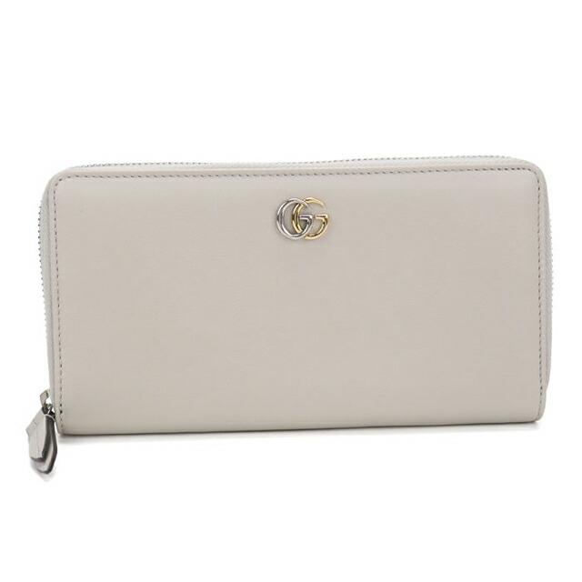 グッチ GGマーモント ラウンドファスナー 長財布 レザー グレー GUCCI（グッチ） 中古 長財布ラウンドファスナー レディース ブランド