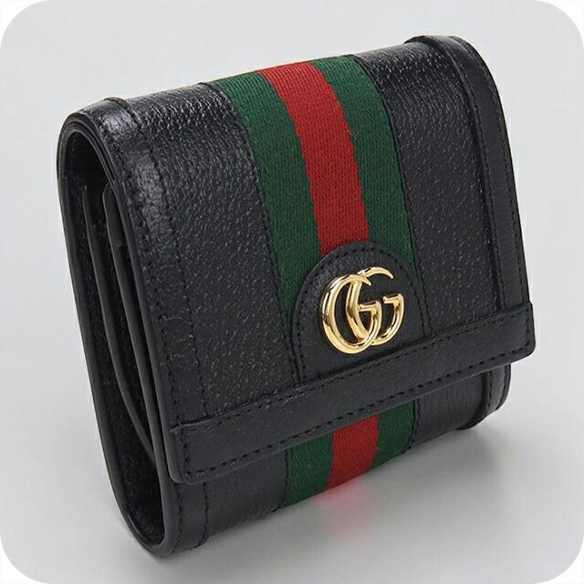 Gucci グッチ オフィディア 2つ折り財布 ブラック 黒 GG GUCCI（グッチ） 中古 二つ折り財布 コンパクト レディース ブランド