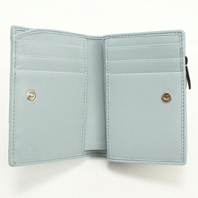 GUCCI　財布　GG　マーモント　ライトブルー GUCCI（グッチ） 中古 二つ折り財布 二折財布 コンパクト レディース