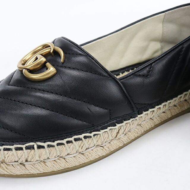 GUCCI （グッチ）ブラック エスパドリーユ レ ザー ミュール レディース GUCCI（グッチ） 中古 エスパドリーユ レディース ブランド