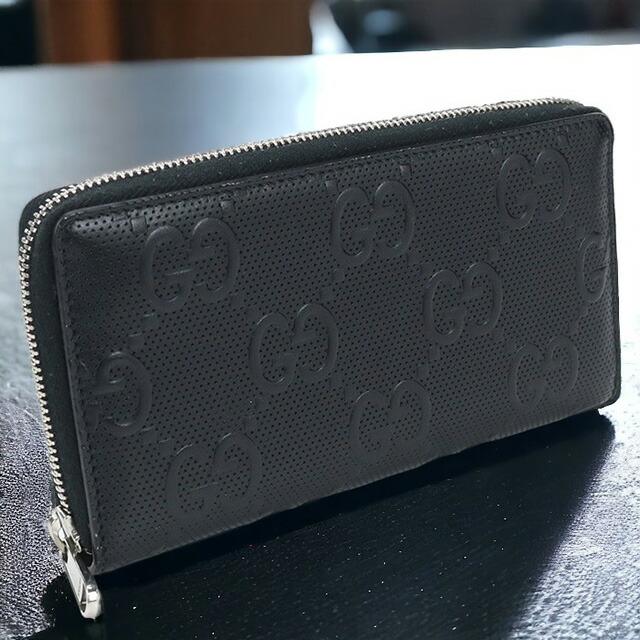 11/5はさらに+10倍 中古 グッチ 長財布ラウンドファスナー メンズ  