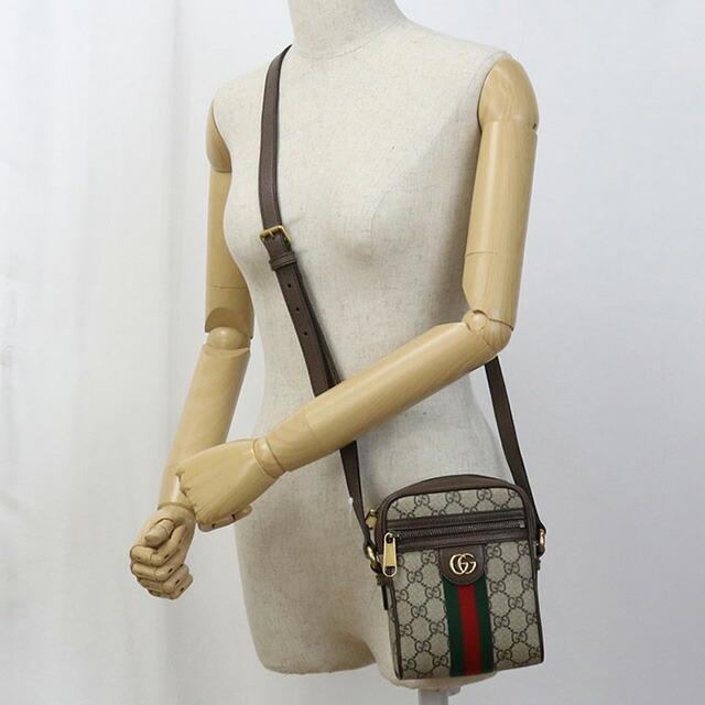 グッチ ショルダーバッグ オフィディアGG PVC レザー 598127 ブラウン ベージュ 中古 GUCCI - グッチ ショルダーバッグ オフィディアGG PVC レザー 598127