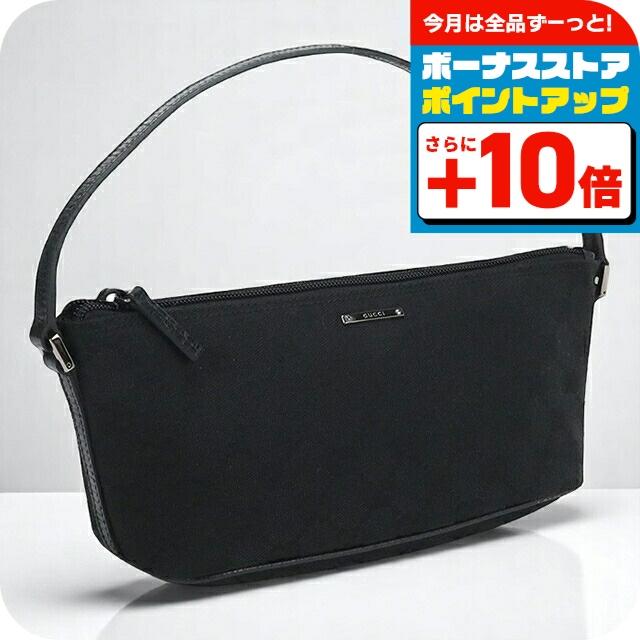 GUCCI グッチ GGキャンバス ハンドバッグ ポーチ ブラック レディース