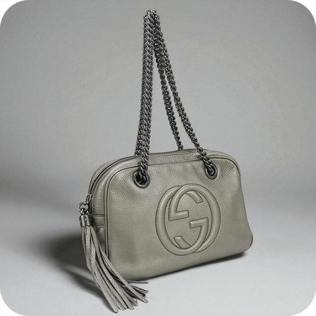 GUCCI ソーホー チェーンショルダーバッグ シルバー系 レザー グッチ 美品 GUCCI（グッチ） 中古 ショルダーバッグ レディース ブランド ソーホー