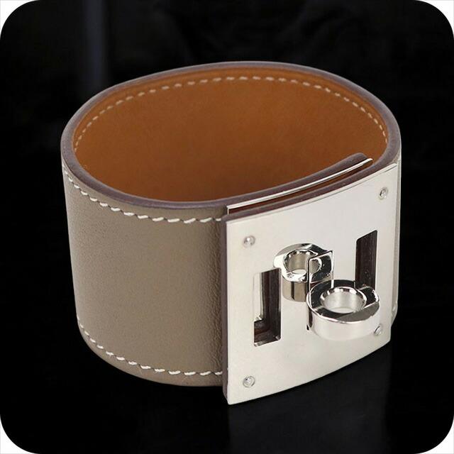 HERMES グレー ケリードッグレザーバングル