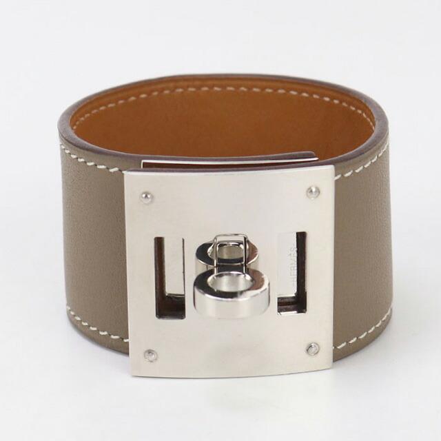 HERMES グレー ケリードッグ　レザーバングル HERMES グレー ケリードッグレザーバングル