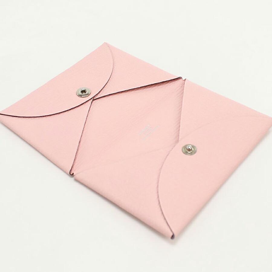 エルメス　ピンク レザー 名刺入れ カードケース　ガルヴィ ミニ財布にも♪》 エルメス カードケース カルヴィ デュオ