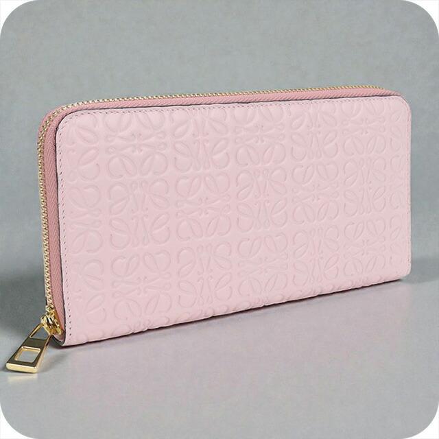 HAR LOEWE ロエベ ピンクベージュ ラウンドファスナー長財布 LOEWE ロエベ リネンアナグラムラウンドファスナー長財布ピンク