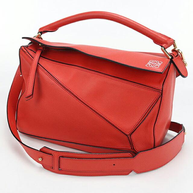 美品　LOEWE(ロエベ)　赤　ハンドバッグ パーティーバッグ LOEWE（ロエベ） 中古 ハンドバッグ レディース ブランド パズルバッグ