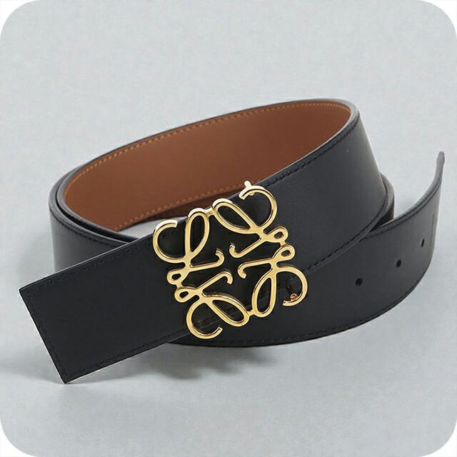 黒 アクセサリー メンズ✧LOEWE ブラック/ゴールドロゴ✧ロエベ ベルト LOEWE（ロエベ） アナグラム ブランド メンズ ベルト 中古 少年漫画