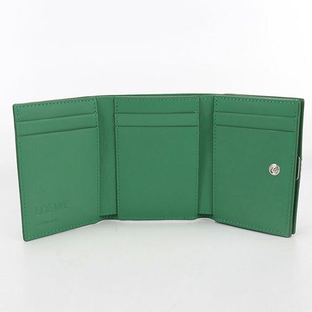 ゆ*こ様 LOEWE トライフォールド　三つ折り財布　エメラルドグリーン　アナグ LOEWE（ロエベ） 中古 三つ折り財布 レディース ブランド アナグラム
