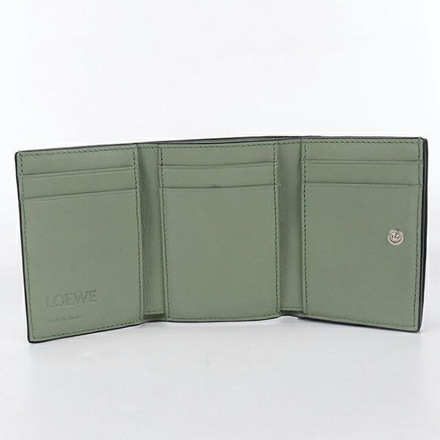 【超極美品】LOEWE トライフォールド コンパクトウォレット　ミントグリーン LOEWE（ロエベ） 折財布 レディース トライフォールド ウォレット