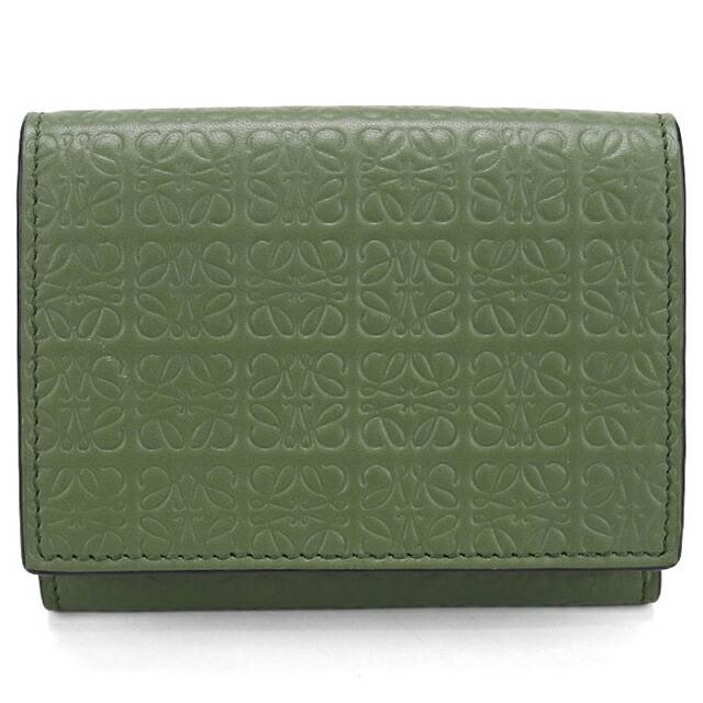 ロエベ アナグラム トライフォールド オリーブグリーン 折り財布 三つ折り LOEWE（ロエベ） 中古 三つ折り財布 三折財布 レディース ブランド